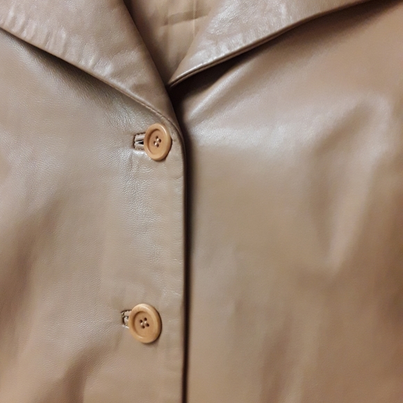 Vere Pelle Italy Tan Trench Coat M Vegan Leather - Picture 8 of 10